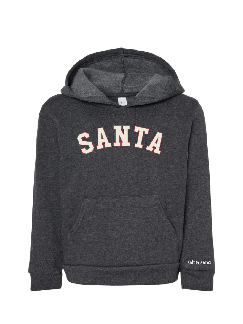 Santa / YOUTH Sponge Fleece Hoodie / Dark Grey Heather / Christmas