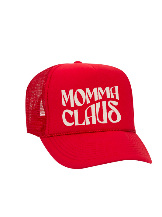 Momma Claus High Crown Foam Trucker Hat / Red / Christmas