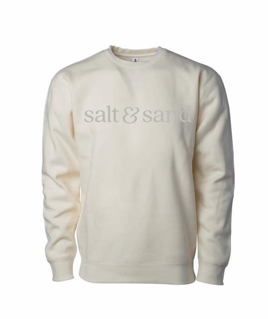 Premium Embroidered / Heavyweight Cross-Grain Crewneck Sweatshirt / Bone / Salt and Sand