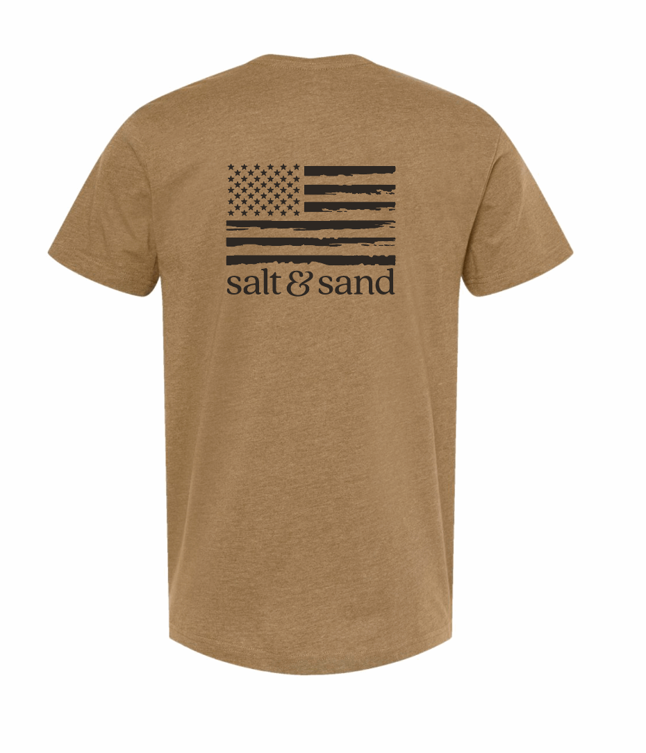 Fine Jersey Unisex T-Shirt / Vintage Coyote Brown / Salt and Sand / American Flag