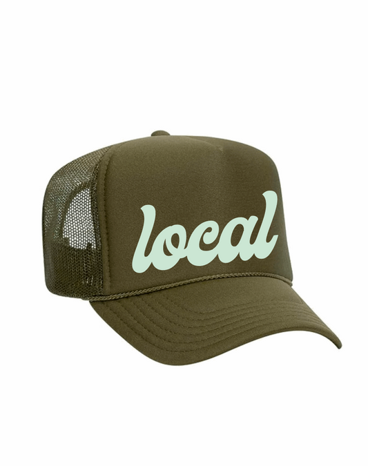 High Crown Foam Trucker Hat / Army / Light Blue  / Local