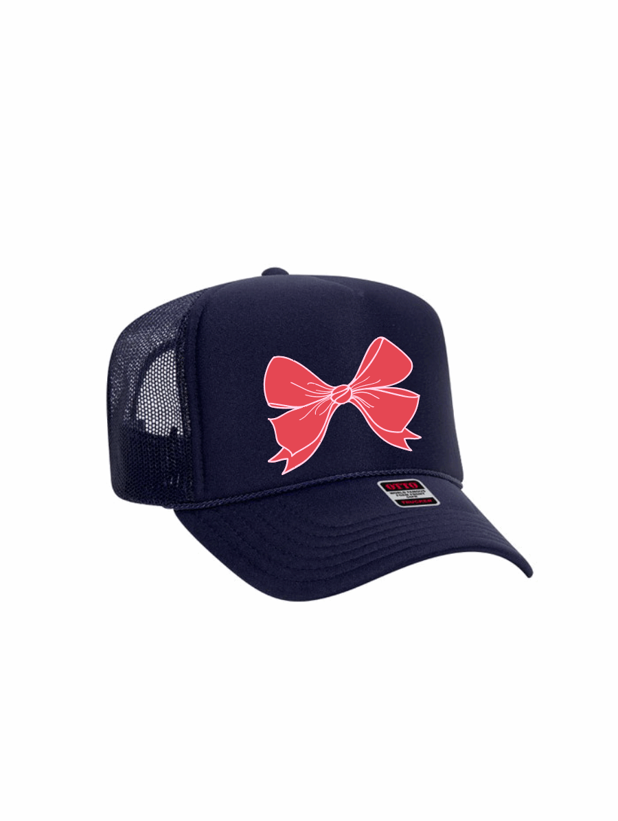 Coquette Bow / 5-Panel High Crown Foam Trucker Hat / 4 Colors / Valentine's Day