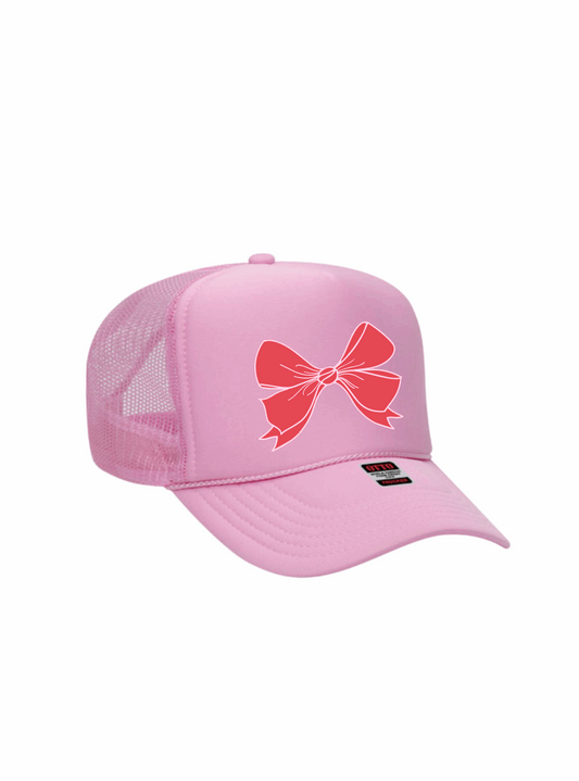 Coquette Bow / 5-Panel High Crown Foam Trucker Hat / 4 Colors / Valentine's Day