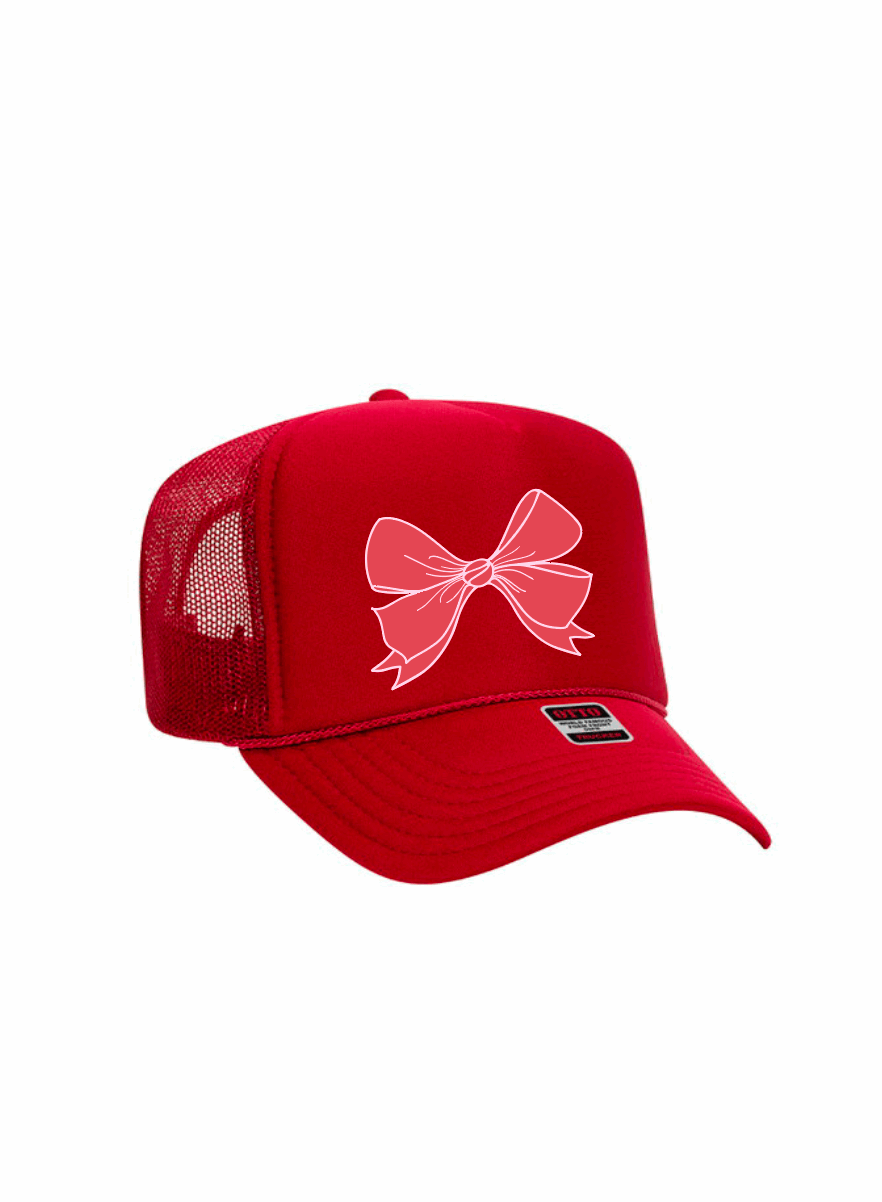 Coquette Bow / 5-Panel High Crown Foam Trucker Hat / 4 Colors / Valentine's Day