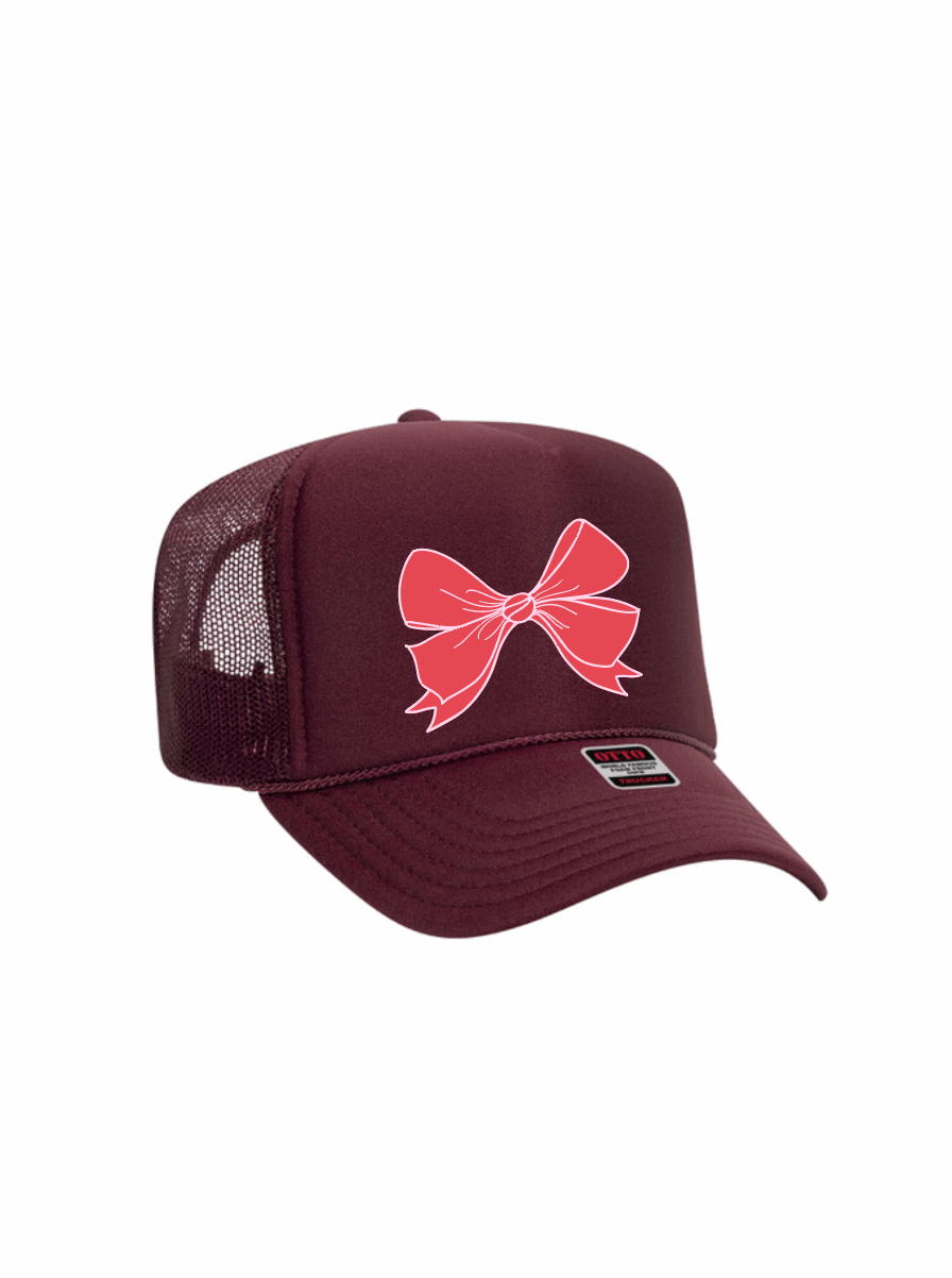 Coquette Bow / 5-Panel High Crown Foam Trucker Hat / 4 Colors / Valentine's Day