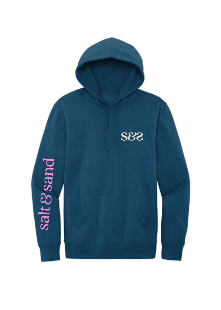 Midweight Fleece Hooded Sweatshirt / Neptune Blue + Pink / Salt & Sand