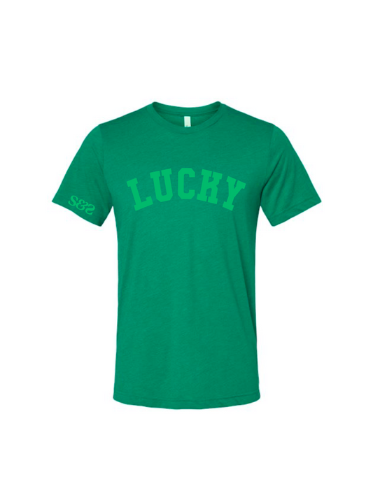 Lucky / Unisex Softstyle Short Sleeve Tee (Youth & Adult) / Kelly Triblend / St. Patrick's Day