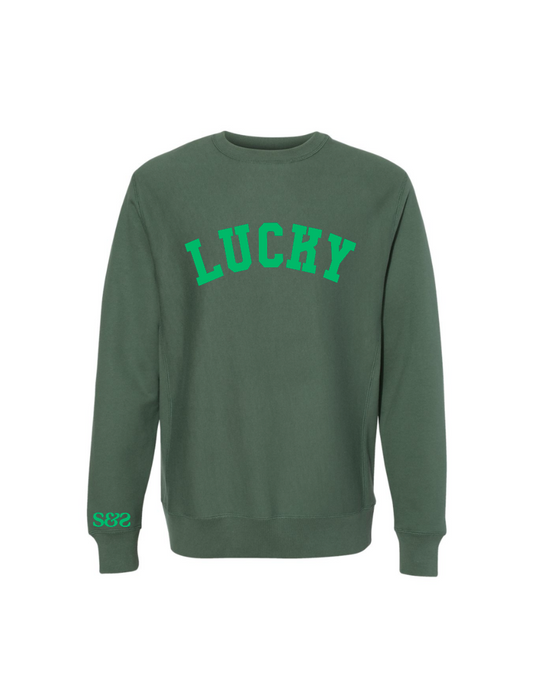 Lucky /  Midweight Pigment-Dyed Crewneck Sweatshirt / Pigment Alpine Green / St. Patrick's Day