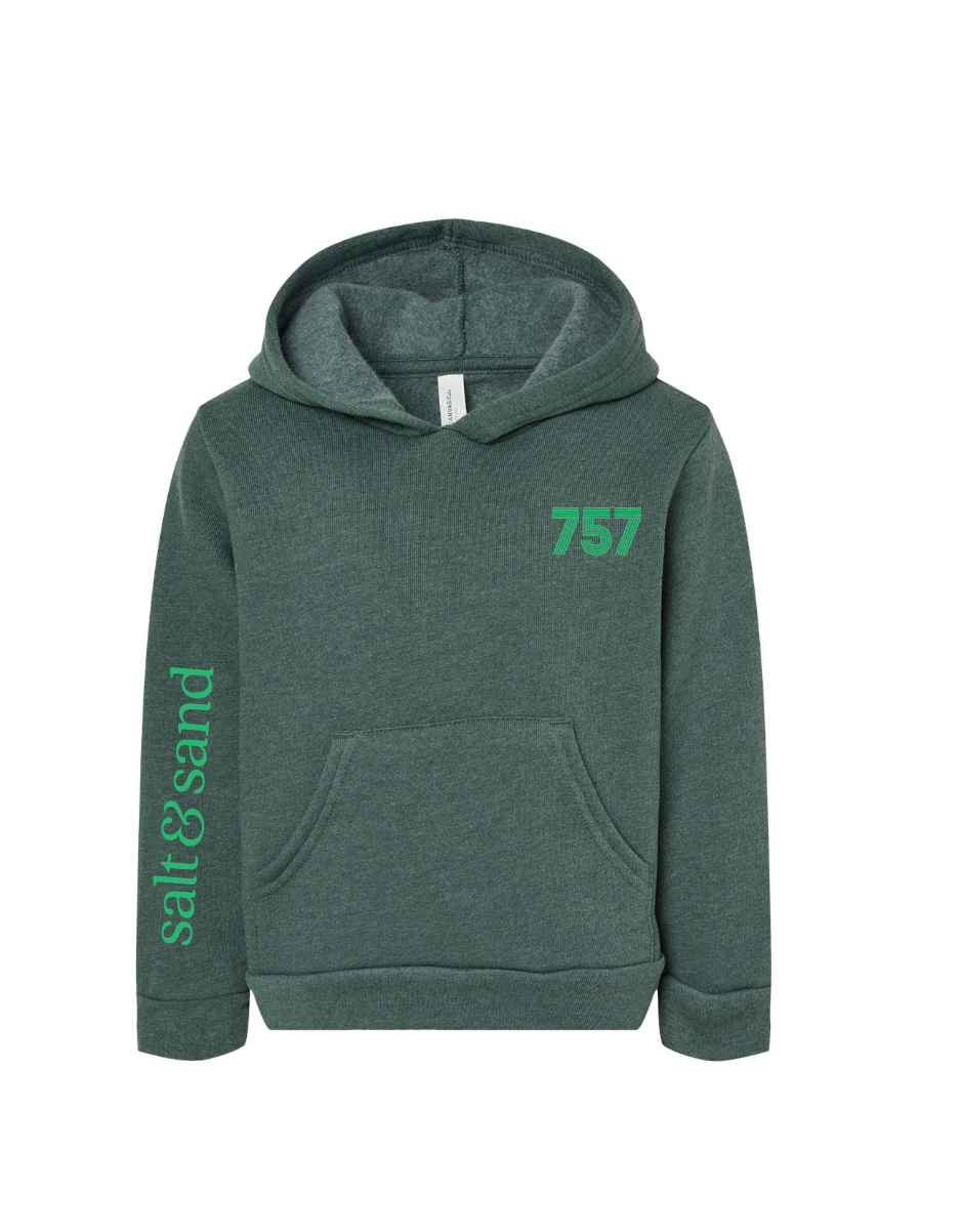 757 / YOUTH Sponge Fleece Hoodie / Heather Forest / St. Patrick's Day