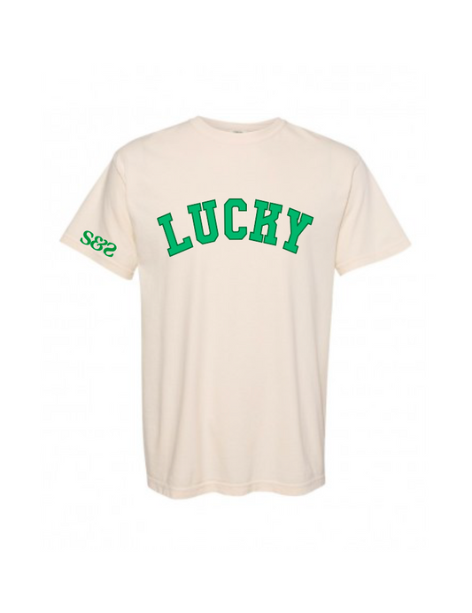 Lucky White Tee  / Heavyweight Ring Spun Tee / St. Patrick's Day