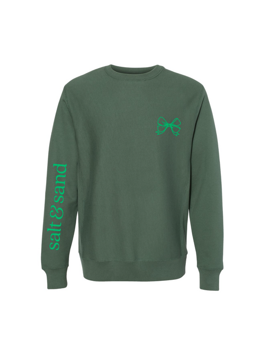 Coquette /  Embroidered / Midweight Pigment-Dyed Crewneck Sweatshirt / Pigment Alpine Green / St. Patrick's Day