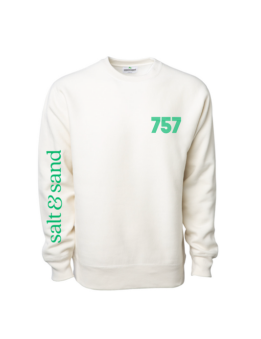 757 / Embroidered / Heavyweight Crewneck Sweatshirt / Bone / St. Patrick's Day