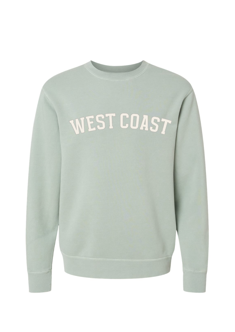 Midweight Pigment-Dyed Crewneck Sweatshirt / Pigment Sage  / West Coast saltandsandshop