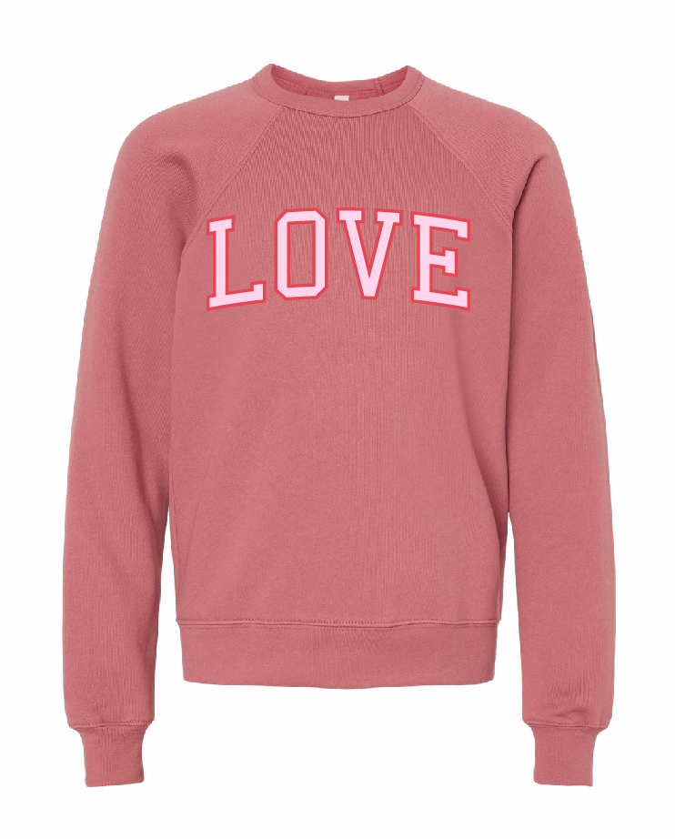 LOVE / Youth Sponge Fleece Crewneck Sweatshirt / 2 Colors / Valentine's Day