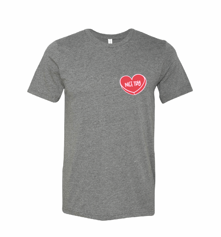 Nice Try / Unisex Softstyle Short Sleeve Tee (Youth & Adult) / 5 Colors / Valentine's Day