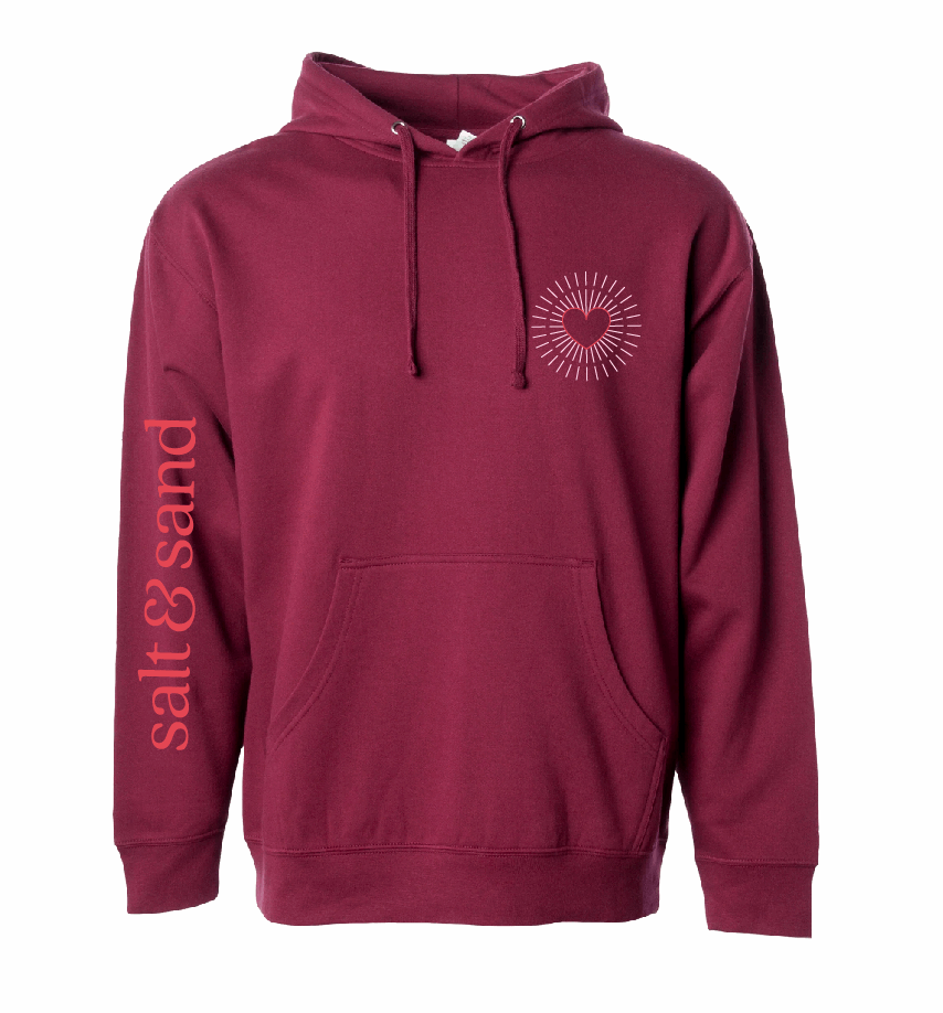 Heart Rays / Midweight Hooded Sweatshirt / 5 Colors / Valentine's Day