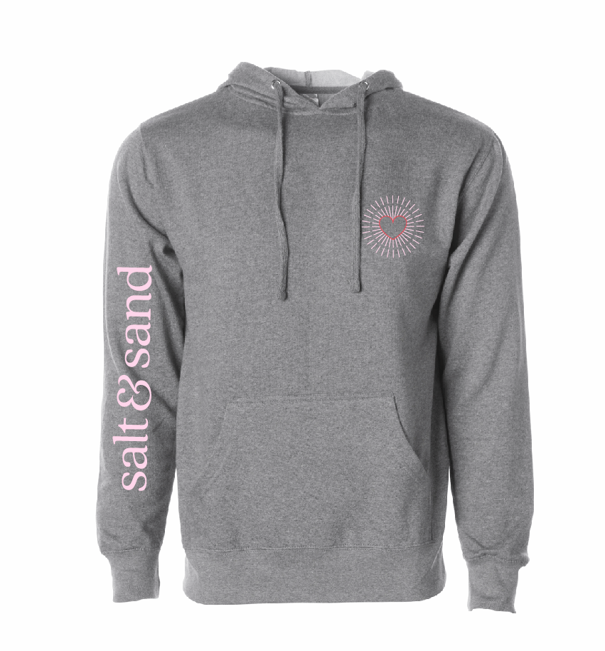 Heart Rays / Midweight Hooded Sweatshirt / 5 Colors / Valentine's Day