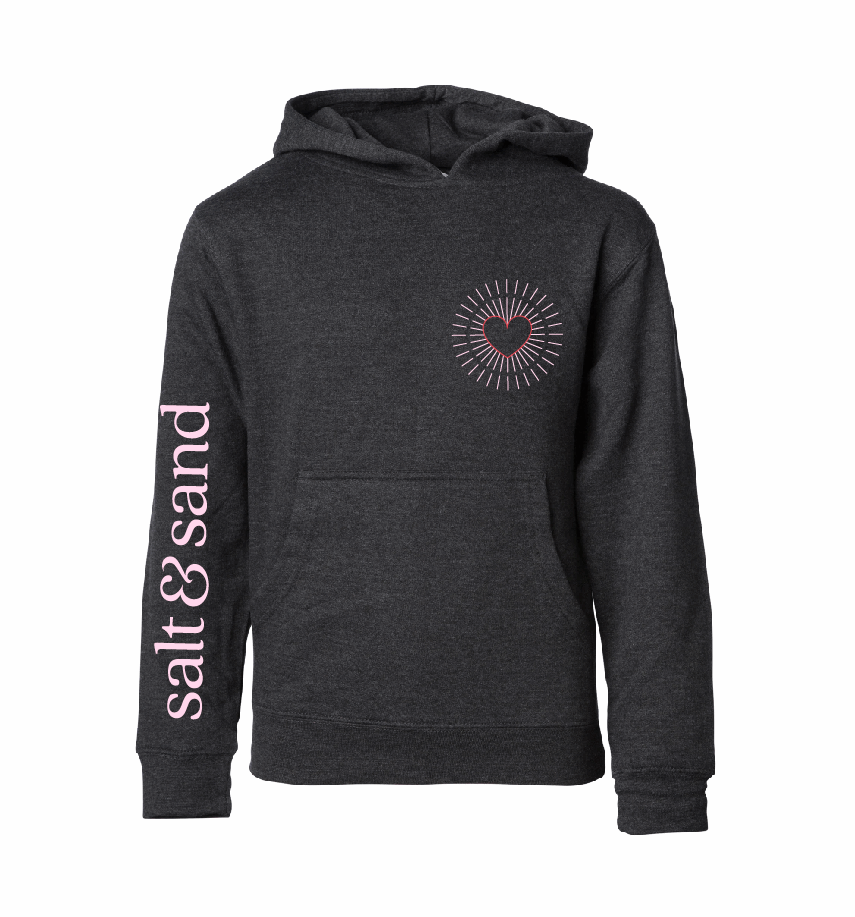 Heart Rays / YOUTH Fleece Hoodie / 5 Colors / Valentine's Day