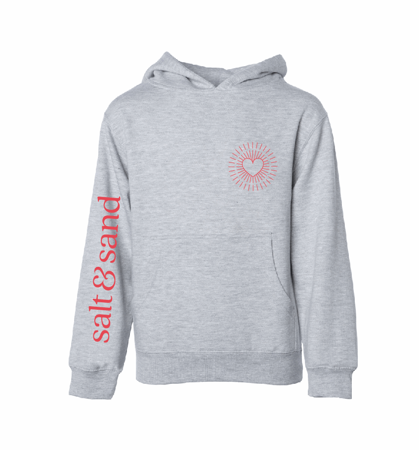 Heart Rays / YOUTH Fleece Hoodie / 5 Colors / Valentine's Day