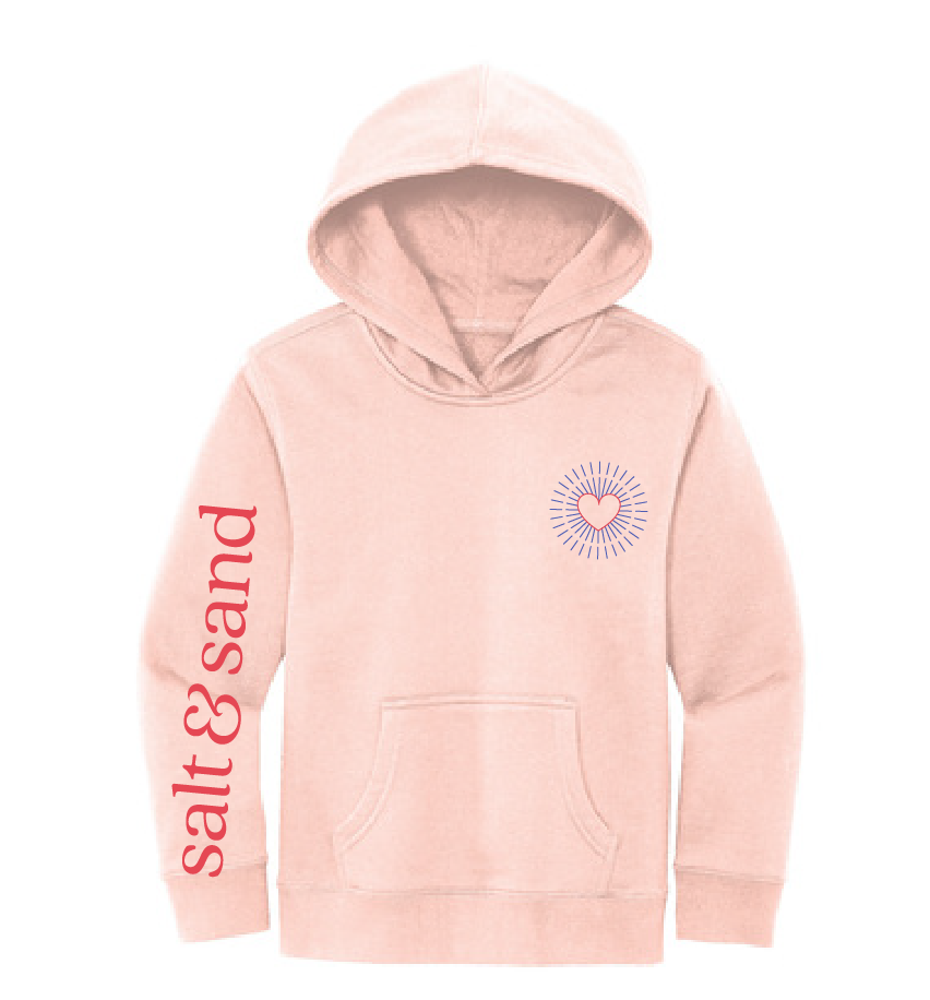 Heart Rays / YOUTH Fleece Hoodie / 5 Colors / Valentine's Day