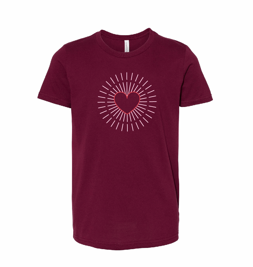 Heart Rays / Unisex Softstyle Short Sleeve Tee (Youth & Adult) / 5 Colors / Valentine's Day