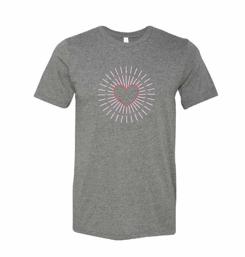 Heart Rays / Unisex Softstyle Short Sleeve Tee (Youth & Adult) / 5 Colors / Valentine's Day