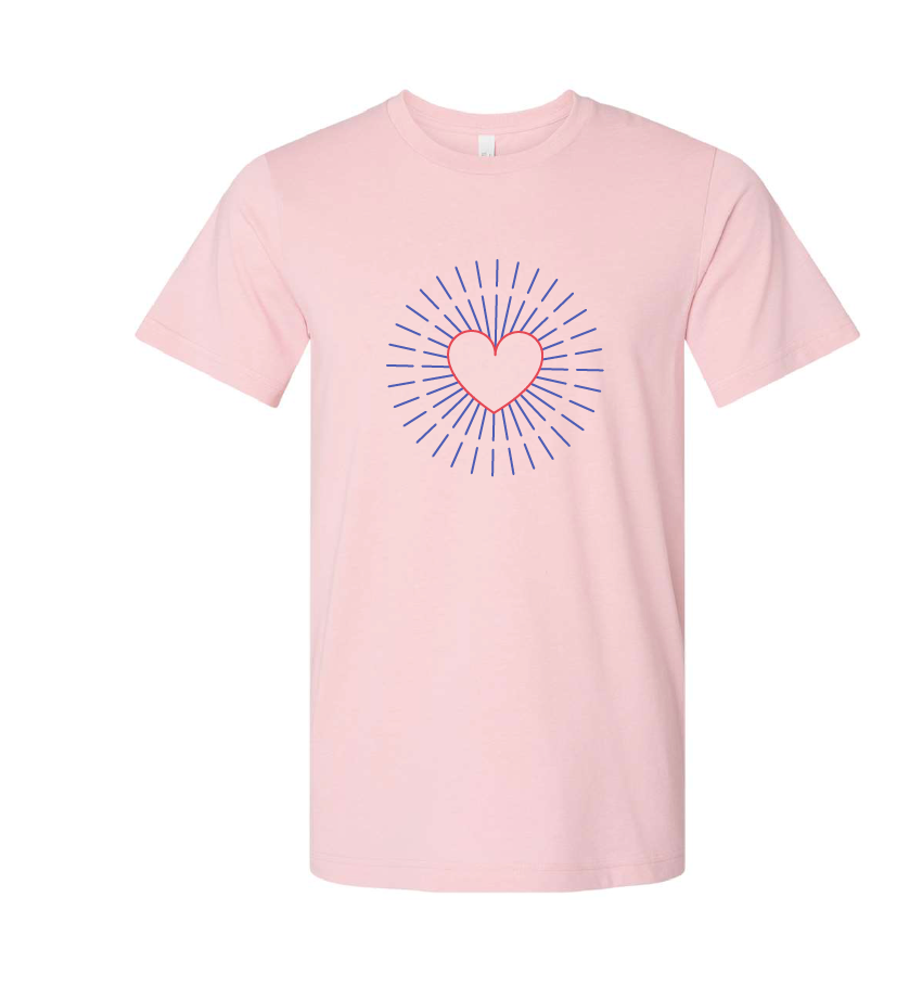 Heart Rays / Unisex Softstyle Short Sleeve Tee (Youth & Adult) / 5 Colors / Valentine's Day