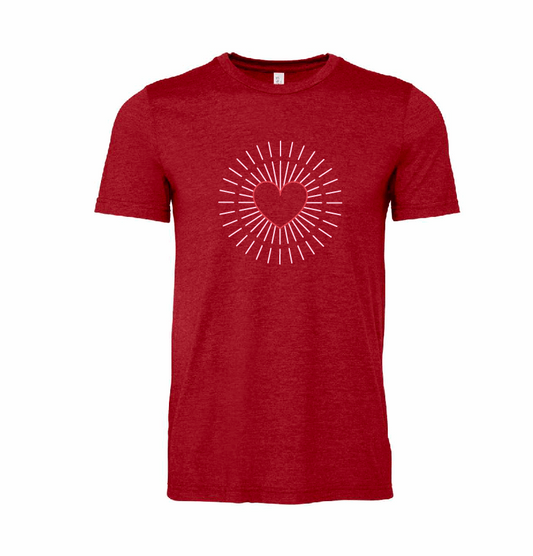 Heart Rays / Unisex Softstyle Short Sleeve Tee (Youth & Adult) / 5 Colors / Valentine's Day