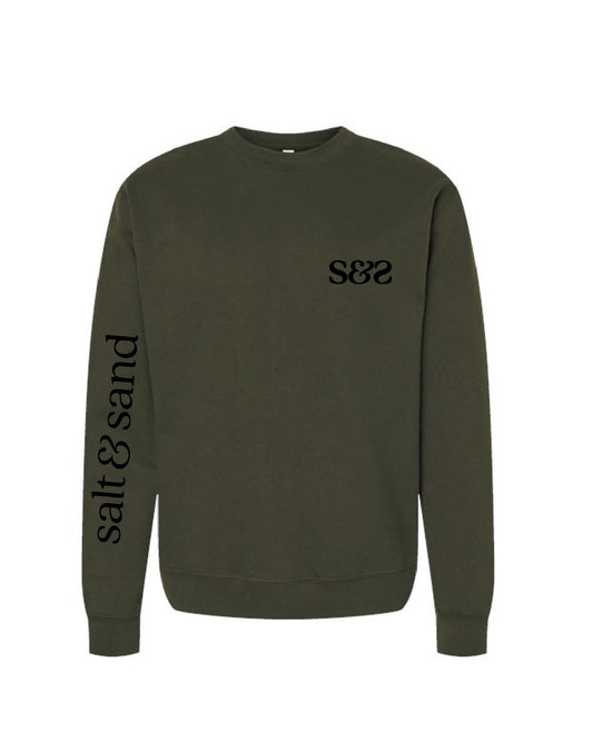 Midweight Crewneck Sweatshirt / Army / Salt and Sand