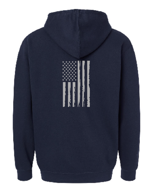Flag / Elevated Fleece Hooded Sweatshirt / Navy / Patriotic saltandsandshop