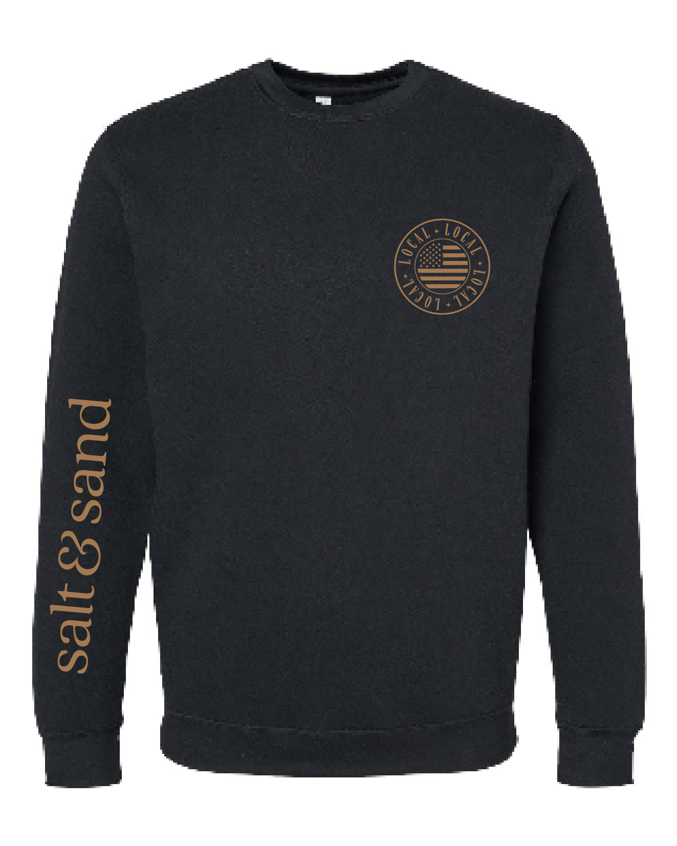 Flag / Elevated Fleece Crewneck Sweatshirt / Black / Patriotic saltandsandshop