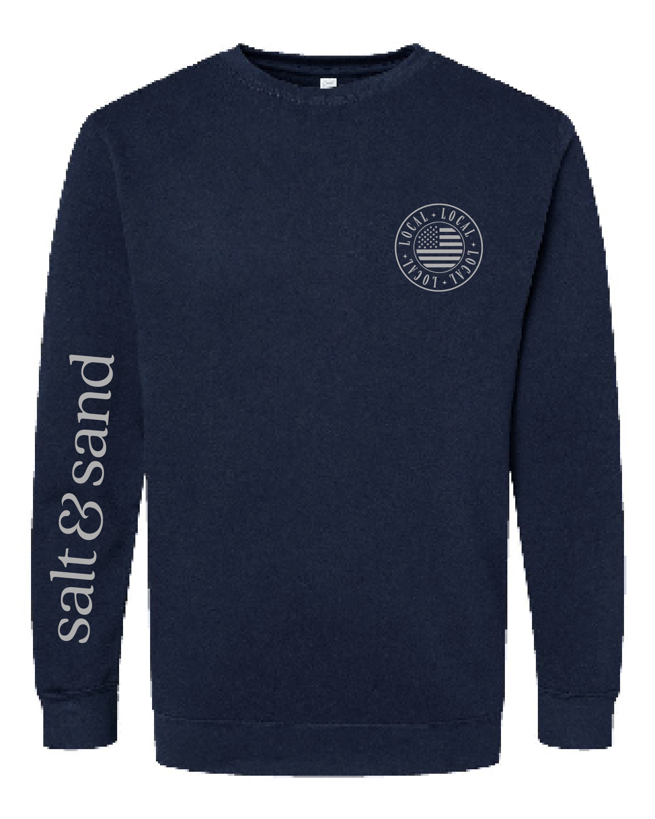 Flag / Elevated Fleece Crewneck Sweatshirt / Navy / Patriotic saltandsandshop