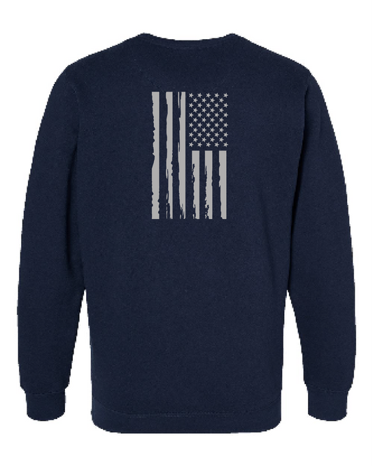 Flag / Elevated Fleece Crewneck Sweatshirt / Navy / Patriotic saltandsandshop
