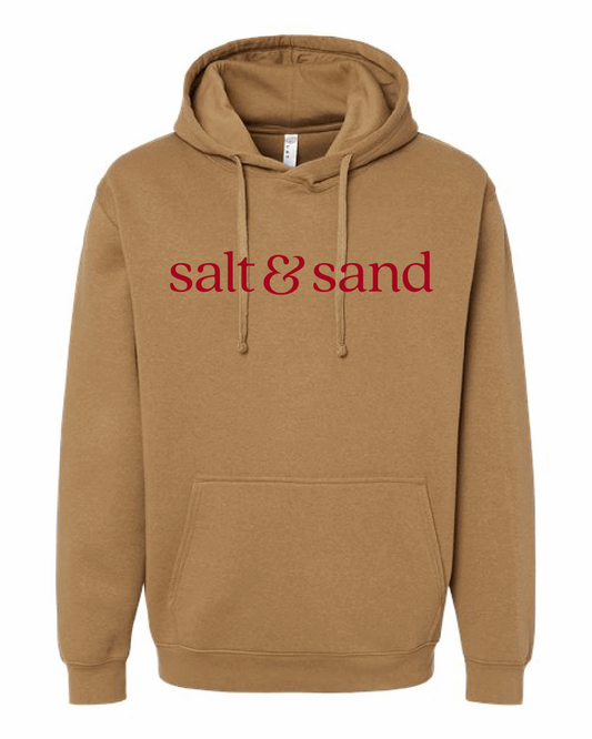 Elevated Fleece Basic Hoodie / Coyote Brown and Red / Salt and Sand