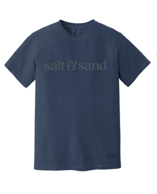 Heavyweight Ring Spun Tee / Deep Blue / Salt and Sand