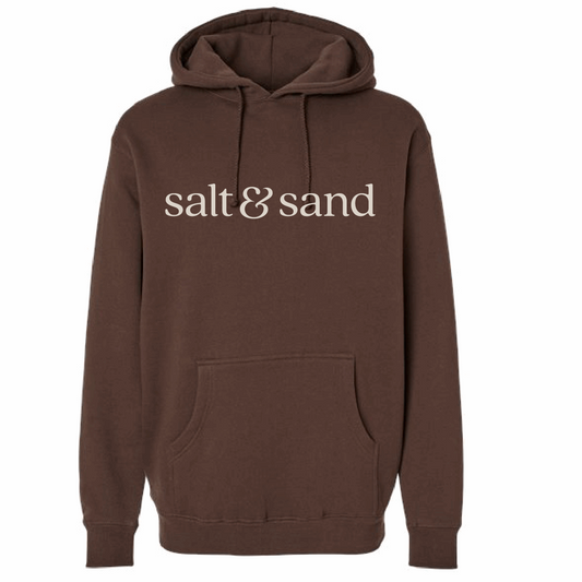 Premium Embroidered / Heavyweight Hooded Pullover Sweatshirt / Brown / Salt and Sand