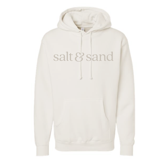 Premium Embroidered / Heavyweight Cross-Grain Hooded Sweatshirt / Bone / Salt and Sand